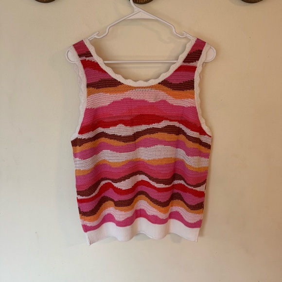 Ann Taylor Loft pink scalloped sweater knit tank top size large NEW! - Picture 8 of 9